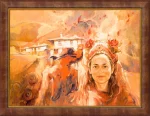 Картина на Българския художник Янко Янев от каталога на Янев Арт "Красотата на България" - абстрактна маслена картина "Българка мома"