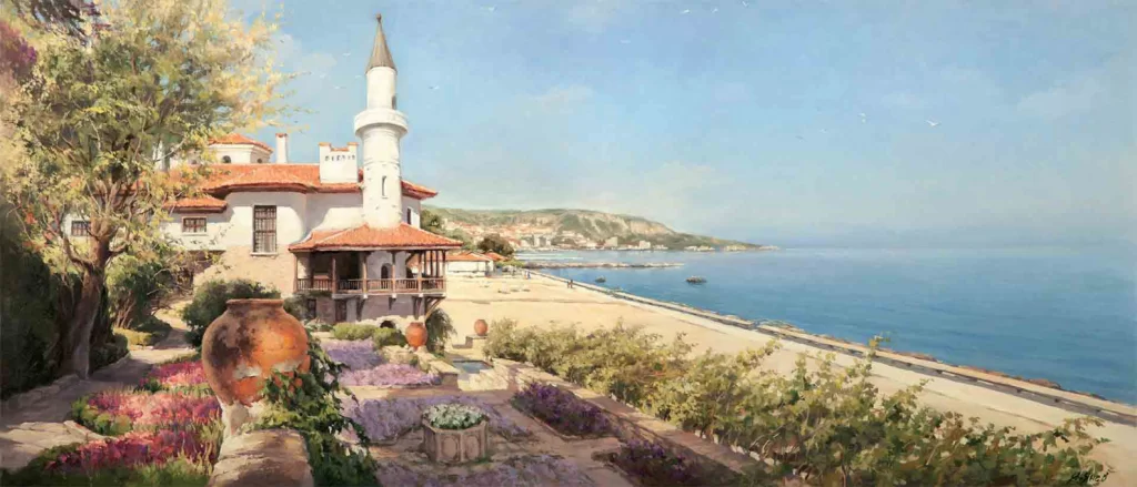 Янев АРТ - Морски Пейзаж г двореца на Румънската кралица Мария Балчик