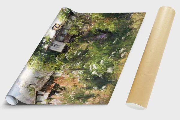 Маслена Картина на Българския художник Янко Янев | Янев АРТ – Авторска Репродукция на пейзаж селски къщи от село Боженци