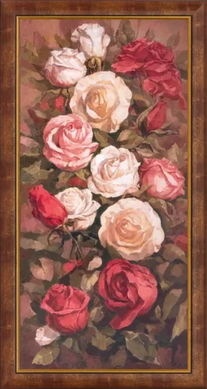 Картина от Българския художник Янко Янев от каталога "Красотата на България" – маслена картина на цветя "рози"