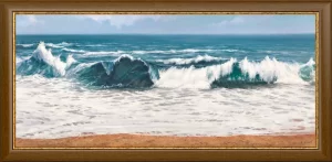 Маслена Картина на Българския художник Янко Янев от каталога "Красотата на България" – Морски Пейзаж бурни вълни