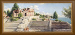 Маслена картина от Българския художник Янко Янев | Янев АРТ - Морски пейзаж на Свети Йоан Алитургетос в Несебър стария град. - канава с рамка