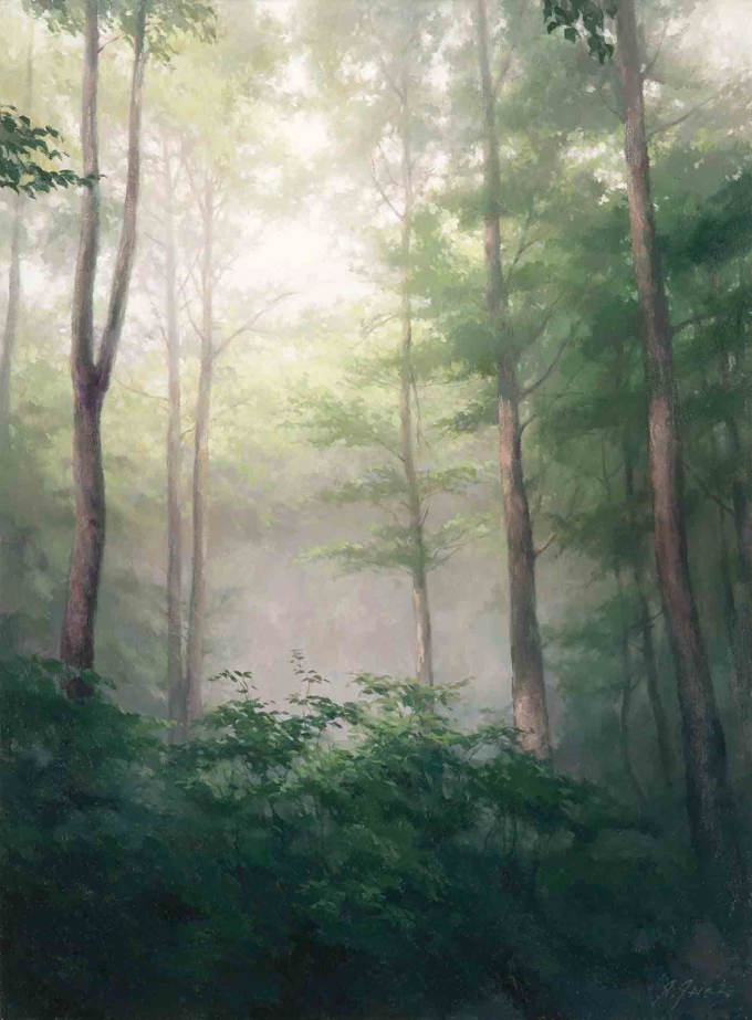 Янко Янев – Маслен панински пейзаж на "горско утро" Рила планина