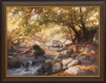 Маслена картина от каталога "Красотата на България" на художника Янко Янев - Есенен Пейзаж горски поток Владишки вир река Чая